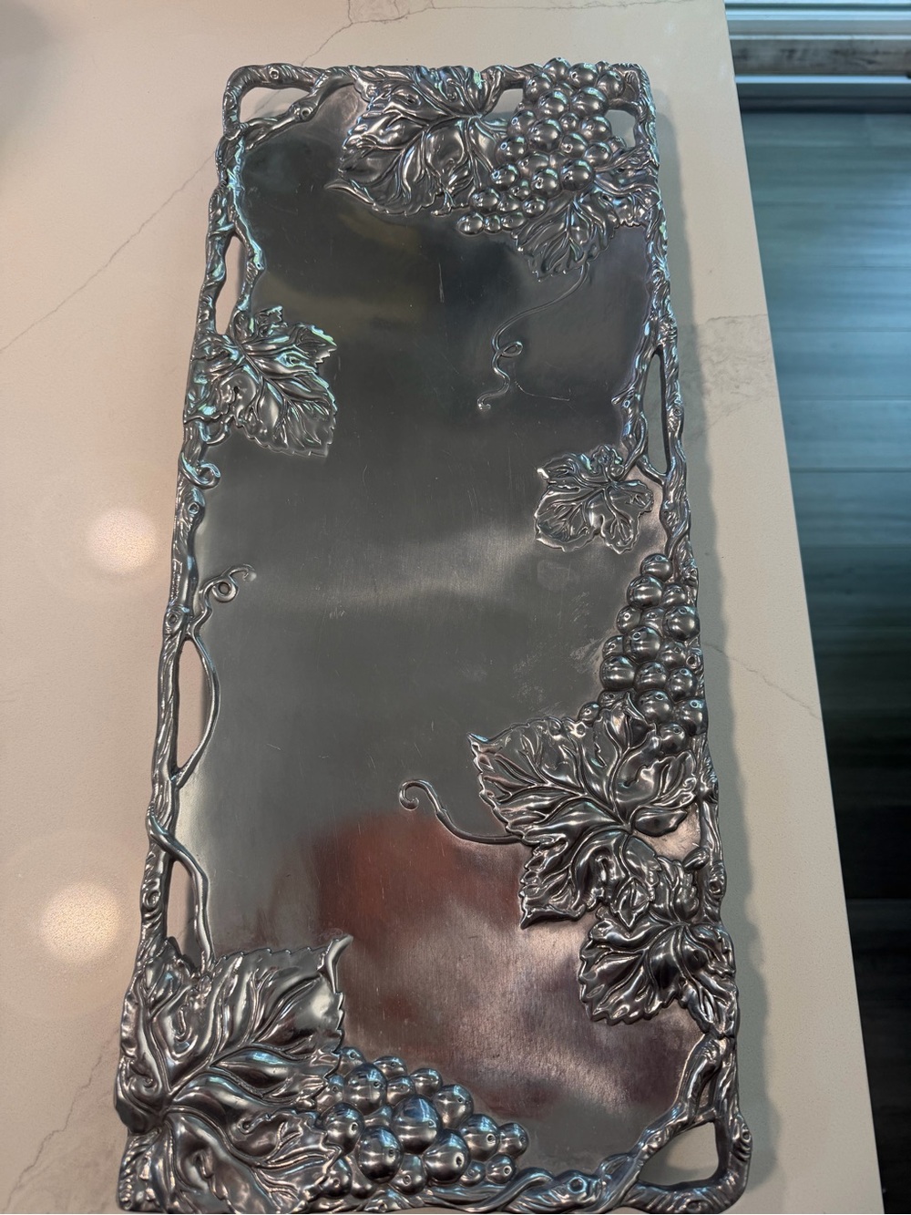 Arthur Court Silver Grape Motif Rectangular Serving Tray